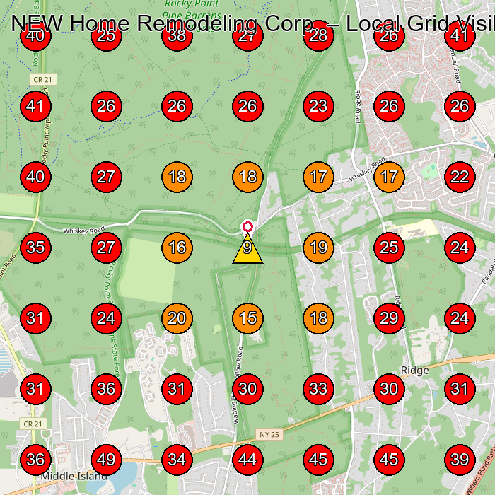 NEW Home Remodeling Corp. GeoGrid visibility map for Roofing Contractor in None